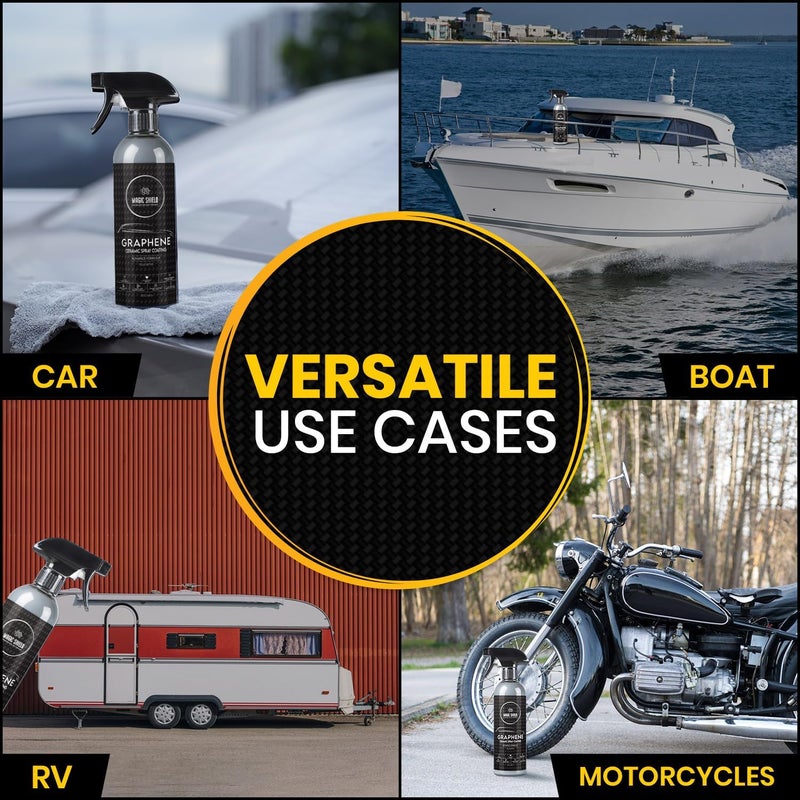 Magic Shield Graphene Ceramic Spray Coating - LAST SO LONG! Quick & Easy for Cars, Motorcycles, Boats & More - Professional-Grade Sealant for Maximum Gloss & Shine - Waterless Wash & Wax - 16oz Bottle - Image 5